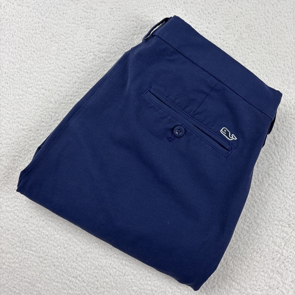 VINEYARD VINES Performance Chino Pants Mens 35/32 Navy Blue Stretch Nylon Golf